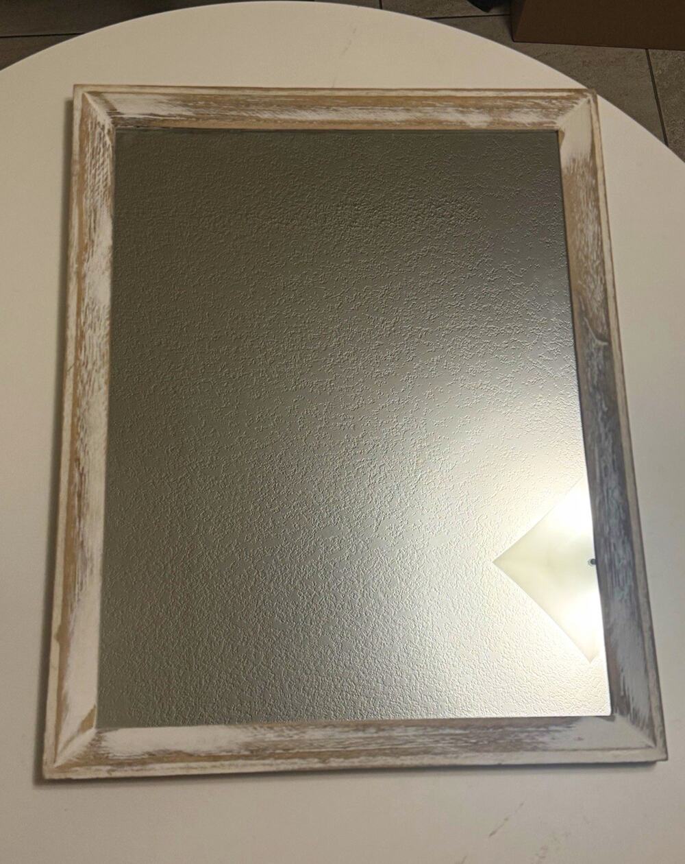 Distressed Framed Wood Rectangle Wall Accent Mirror 20x16 Farmhouse Rustic